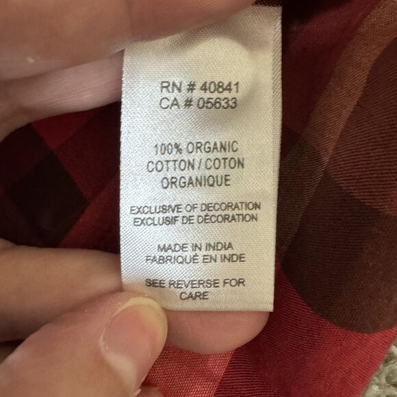 Aventura Shirt Womens Medium Red Plaid Artisan Top Organic Cotton Embroidered - Picture 4 of 11